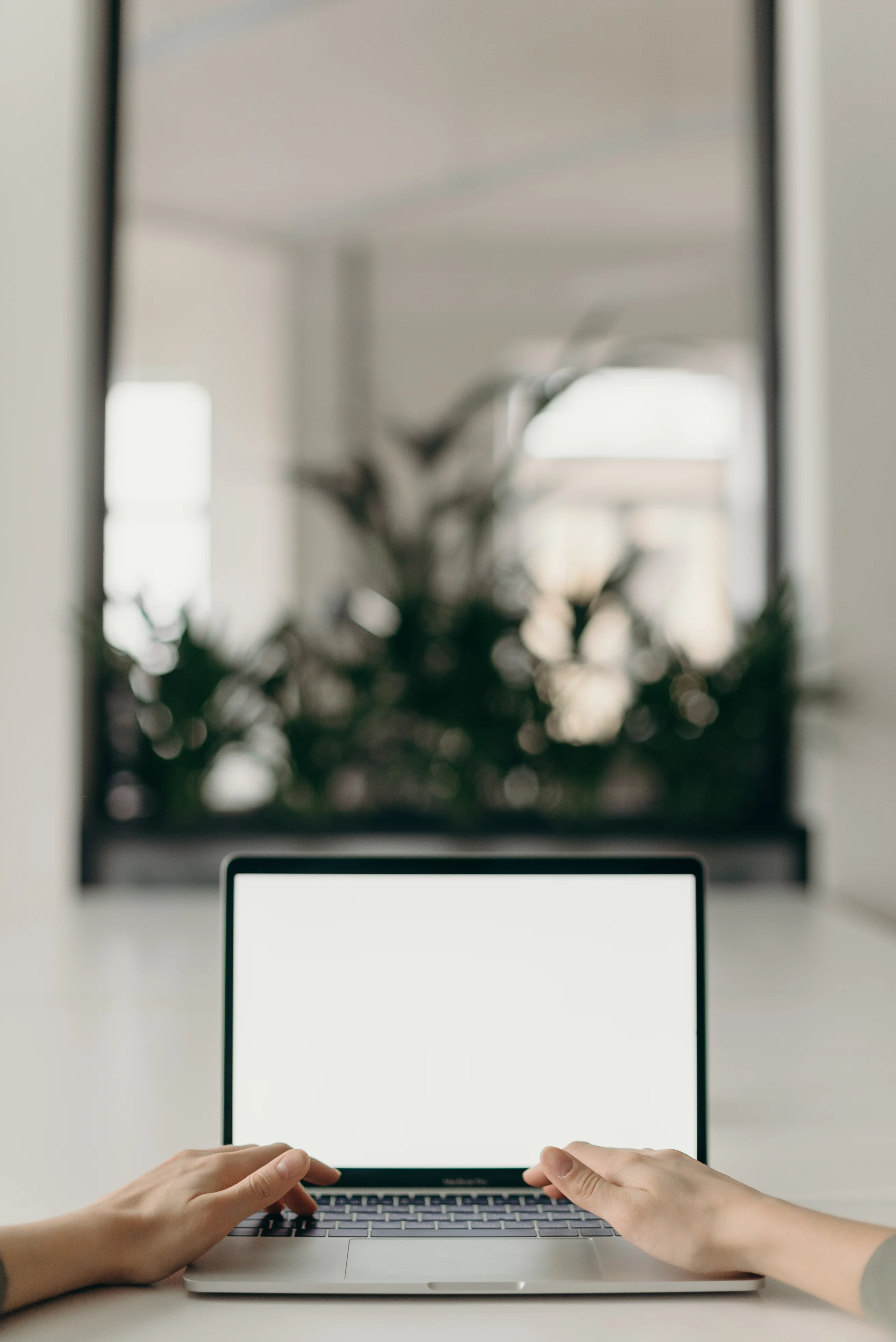 Photo of person s hands using laptop